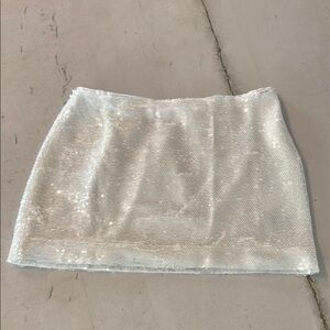 Reformation Silver Sequin Mini Skirt Cocktail